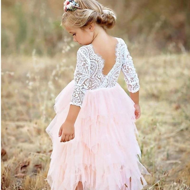 Kids Tulle Dress For Girls Summer Clothes Tutu Ball Gown Children Flower Lace Embroidery Princess Dresses Wedding Party Costumes
