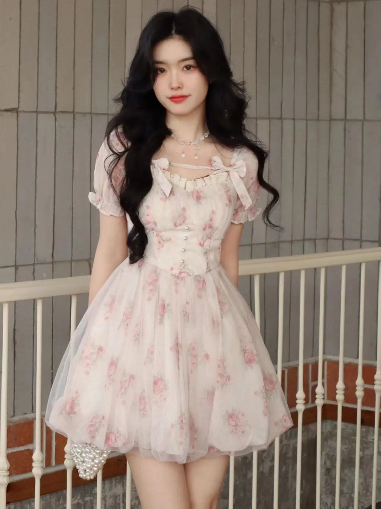 Summer Women Floral Fairy Mini Dress Slash Neck Puff Sleeve Embroidery Flower Mesh Dress French Romantic Feminine Dress Aiertu