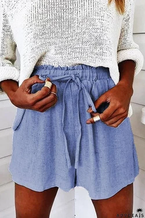Elastic Waist Linen Shorts