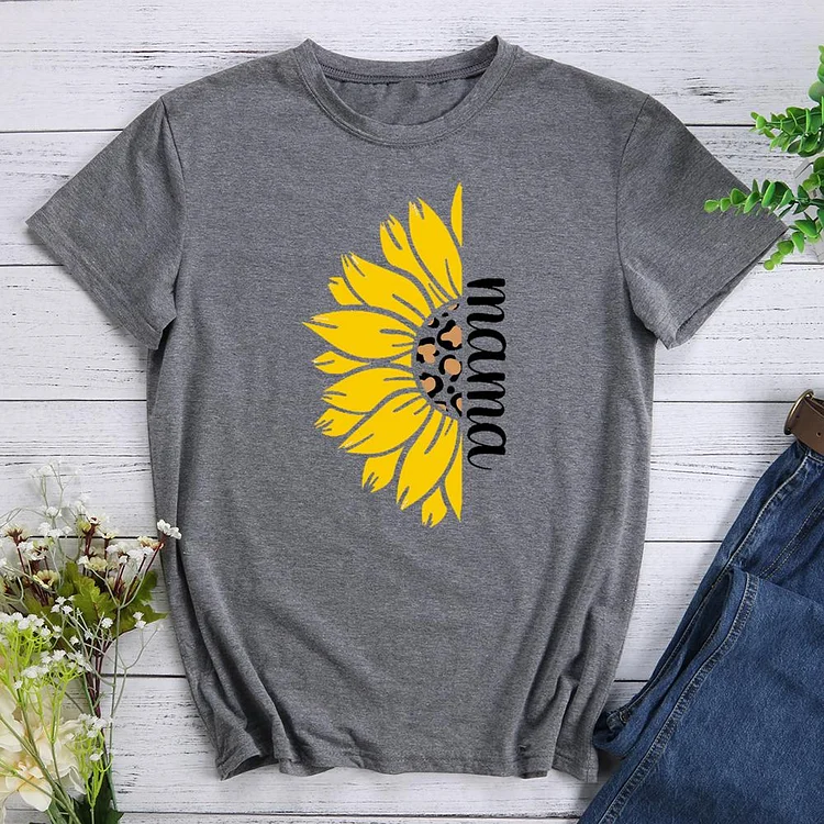 Sunflower Mama Round Neck T-shirt