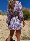 Floral Print Deep V-Neck Loose Casual Mini Dress