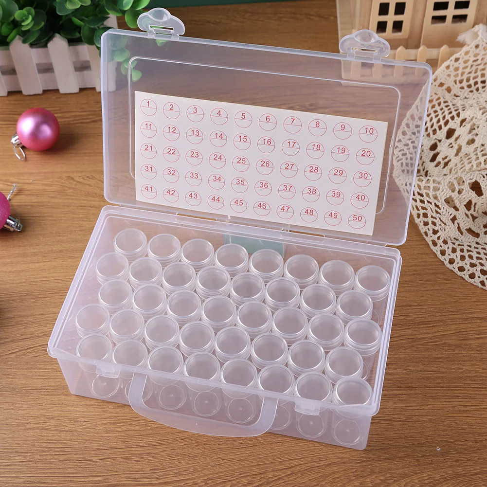 Diamond Painting Box Transparent Plastic Rhinestone Storage Case (64 Grids)