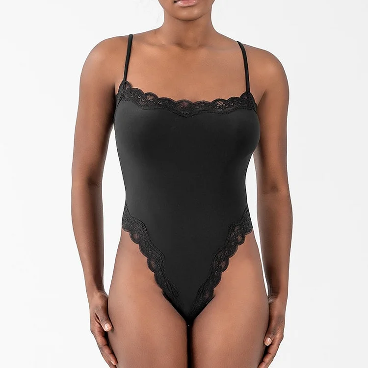 Lace Trim Breathable Bodysuit 