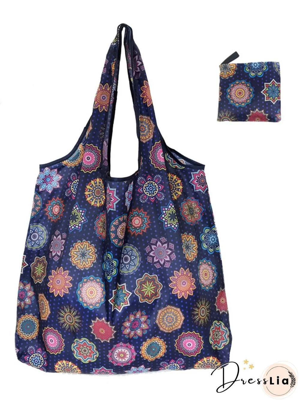 Ethnic Print Foldable Large Capacity Lightweight Shopping Bag Tote Bag