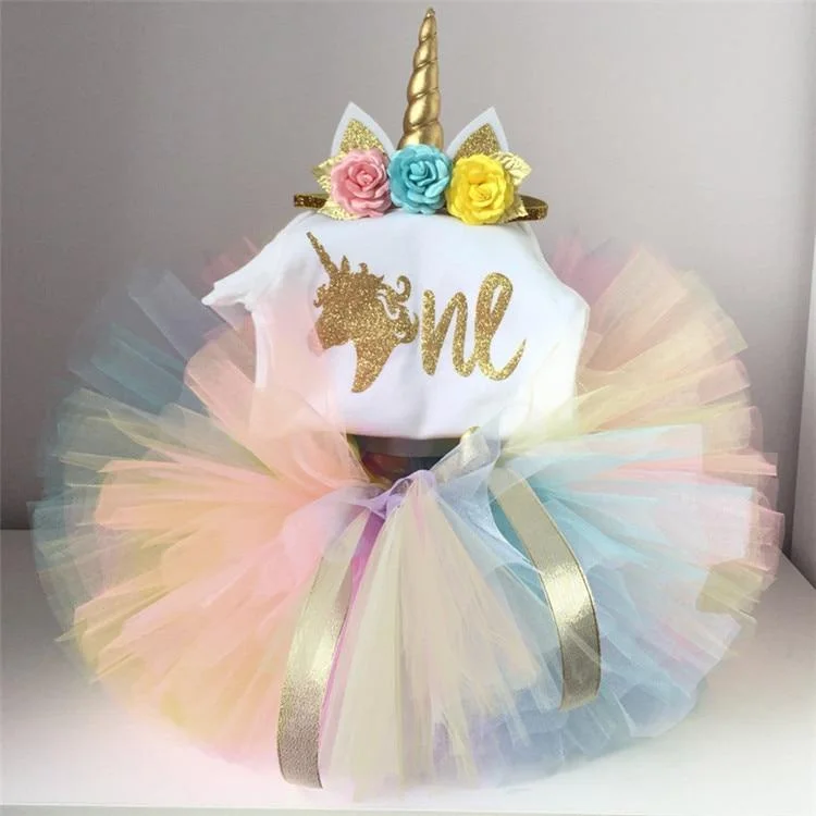 Baby Girl Summer Clothes 1st Unicorn Birthday Dress Brand Design Princess First Year Baby Dresses Girl Cake Smash Outfit Costume