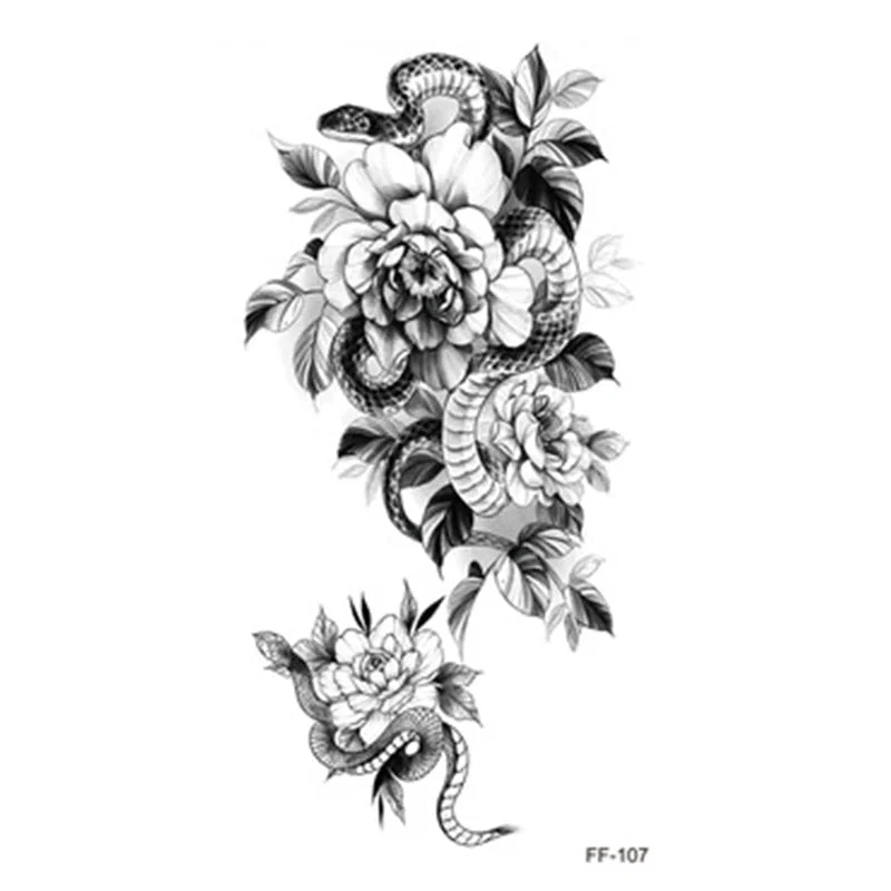 Large Body Art Arm Sleeves Snake Flower Temporary Tattoo Sticker Fast Rock Tattoo Women Waist Bracelet Fake Flash Tatoos Totem