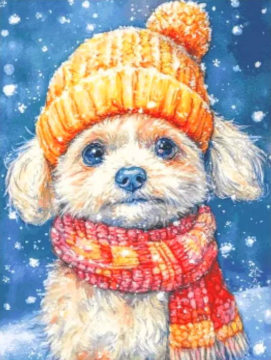 Winter scarf for dogs-AB Round Drill Diamond Painting-40*60CM(Canvas)