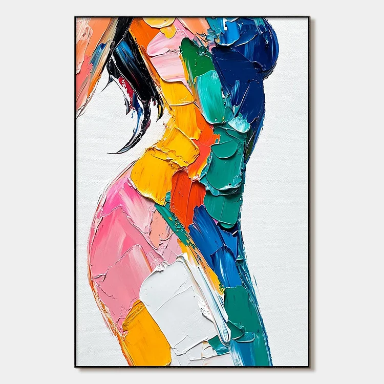 CHROMATIC FIGURE: Textured Impasto Abstract Figure Oil Painting（Canvas painting）