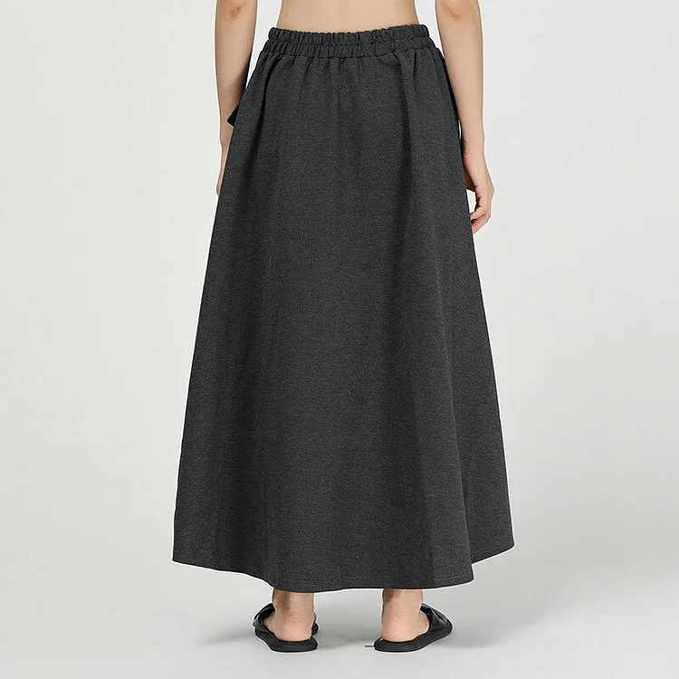 Fashion Pocket Short Front Long Back Folds Skirt