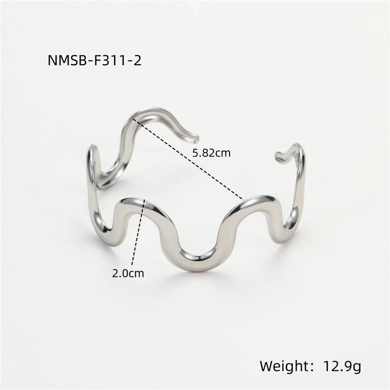 Minimalist Classic Style Waves 304 Stainless Steel Plating Jewelry Set
