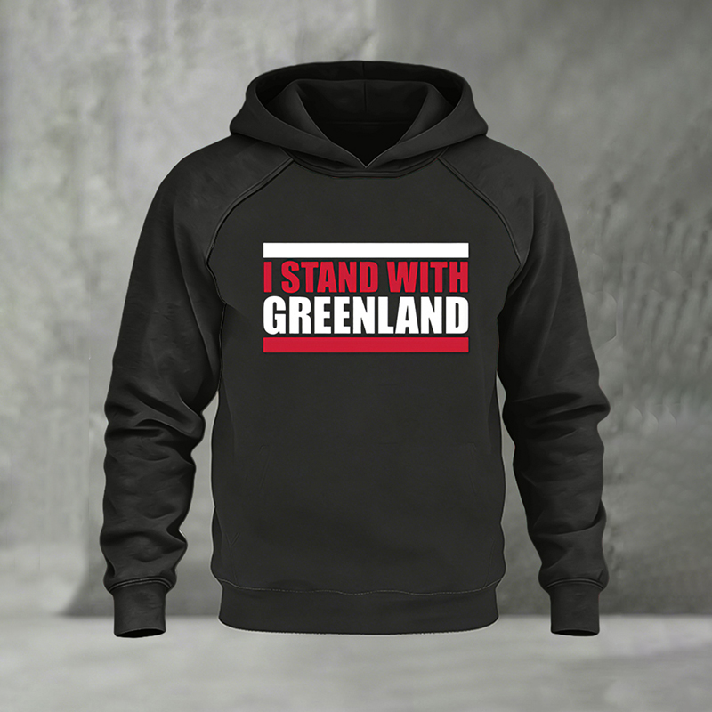 Men's Vintage I Stand With Greenland Print Casual Hoodie artswardrobe
