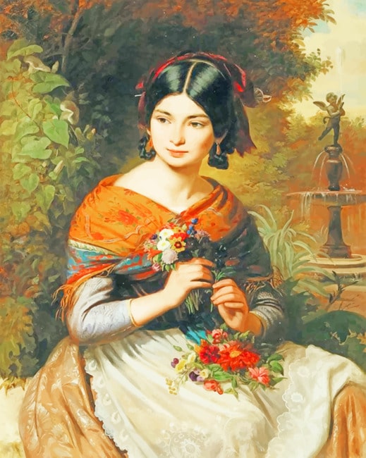 

Girl With Flowers Josef Borsos – Paint By Numbers - 40*50CM, 501 Original