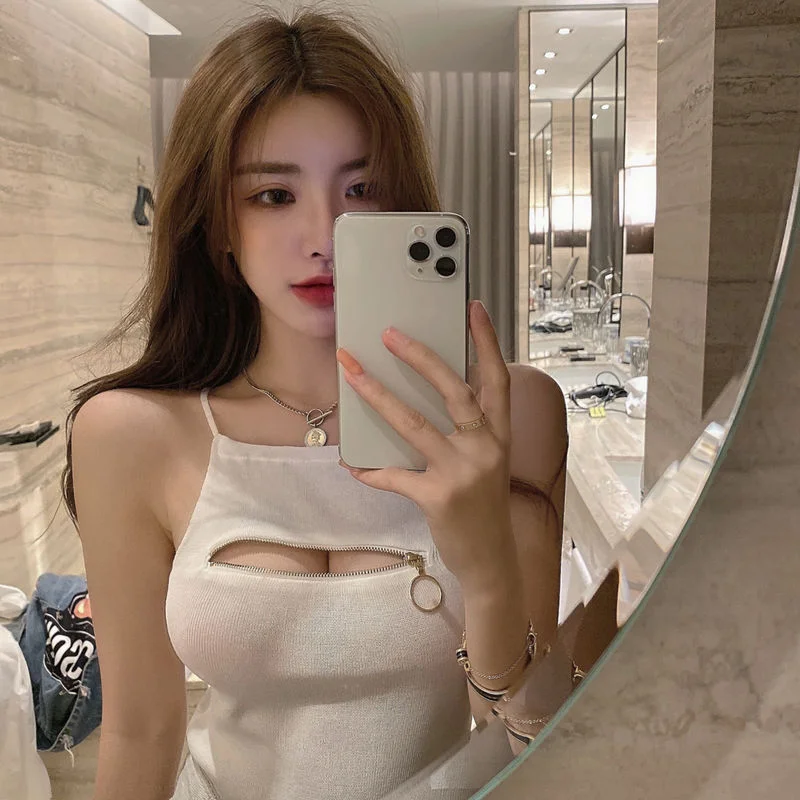 Uveng Uveng Hottie Sexy Care Machine Chest Zipper Slings Summer Dress Women Wear Repair Small Vest Tide