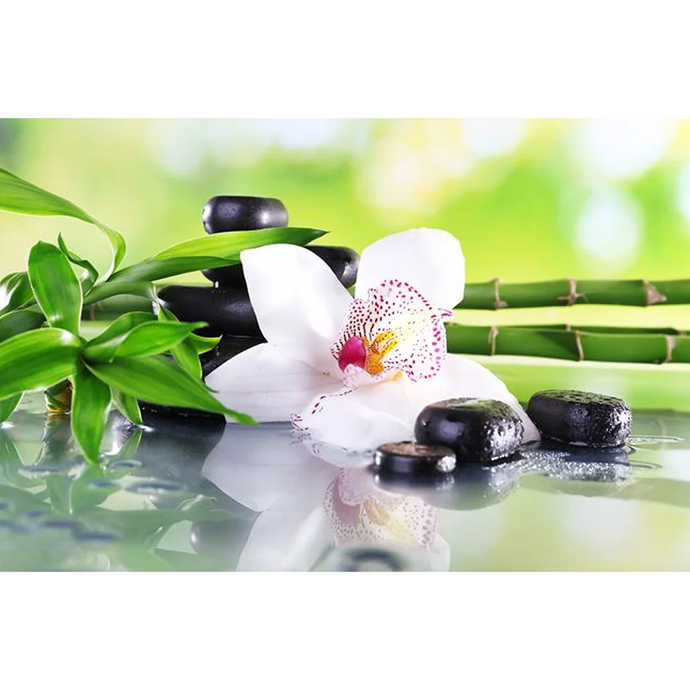 Diamond Painting - Round Drill - Partial Drill - Flower Bamboo(25*35cm)