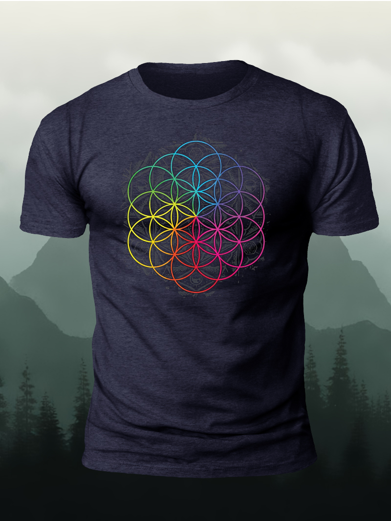 Geometry The Flower of Life Print T-Shirt