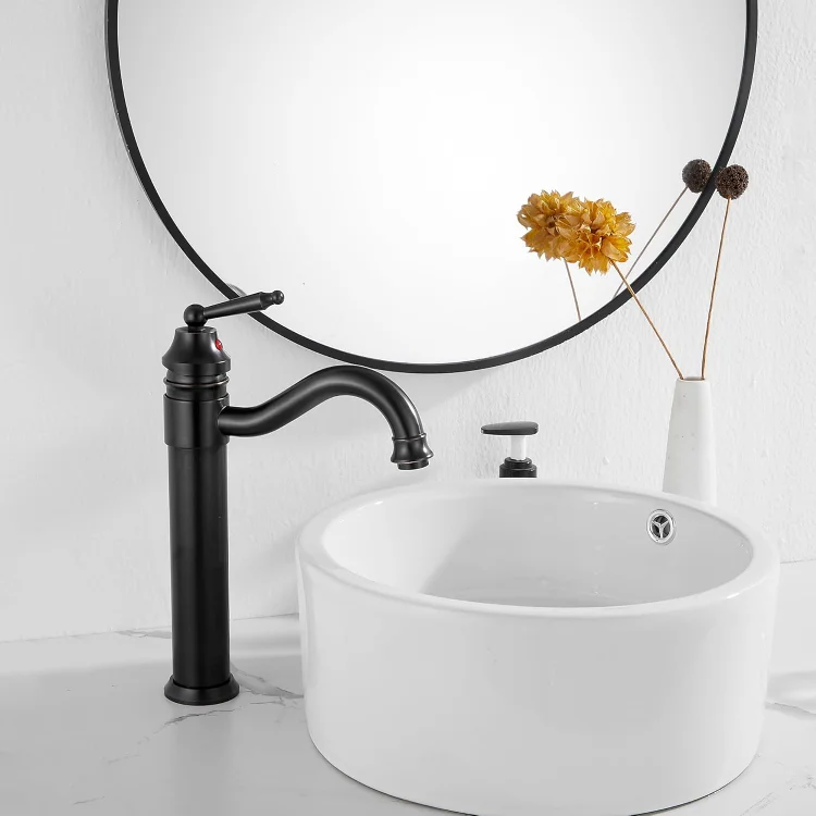 Single Handle One Hole Bathroom Vessel Sink Faucet Tall Body Oil Rubbed Bronze with Pop Up Drain
