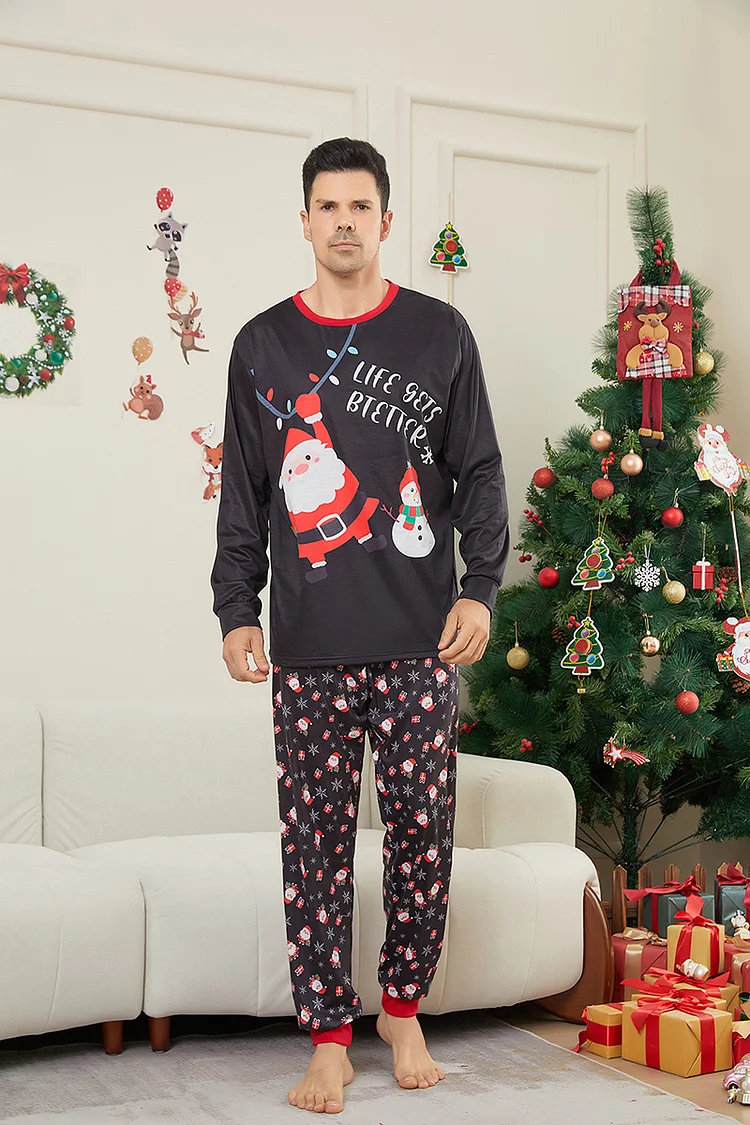 PASUXI New Year's Santa & Snowman Print Family Outfits: Stylish Parent-Child Matching Sets for Festive Portraits huanwei