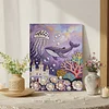 DIY Pearl Painting Shark Jellyfish for Home Wall Decor with Frame(40x30cm)