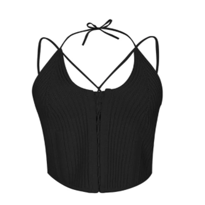 Yiallen Spring Summer Women 2022 New Knitted Bandage V-neck Halter Elasticity Camis New Arrivals Sexy Temperament Fashion Hot