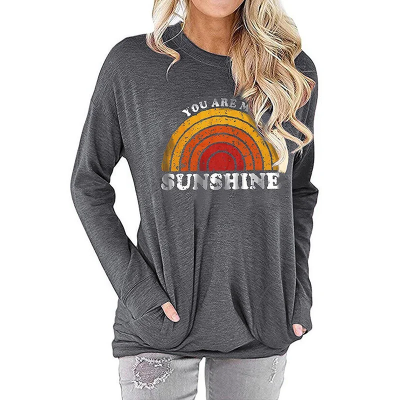 Gray You Are My Sunshine Pullover Tops