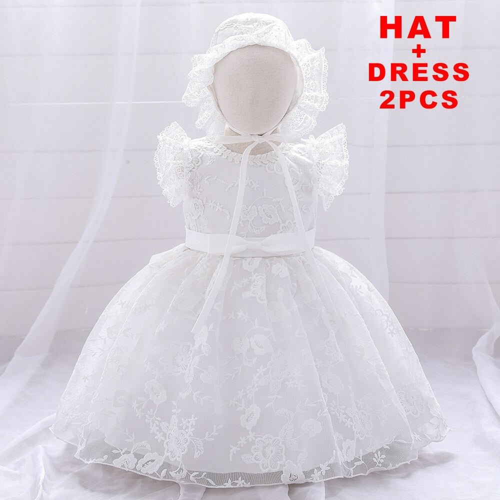 Newborn 1 Year Birthday Baby Girl Dresses White Baptism Princesss Dress Christening Wedding Party Pageant Dress Toddler Bebes