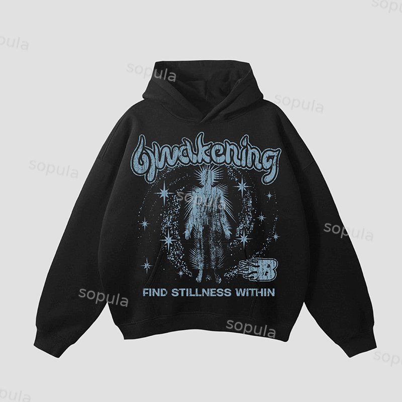 Unisex Men's Awakening Retro Old Graphics Pocket Hoodie