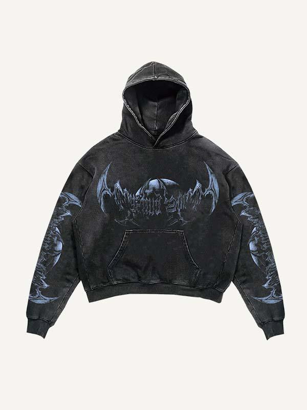 Figure&Graphic&Letter Print Slant Pockets Hoodie