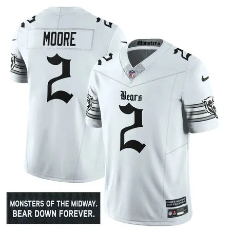 Men's Chicago Bears #2 DJ Moore White 'Gothic Monsters Edition' Vapor F.U.S.E. Limited Jersey