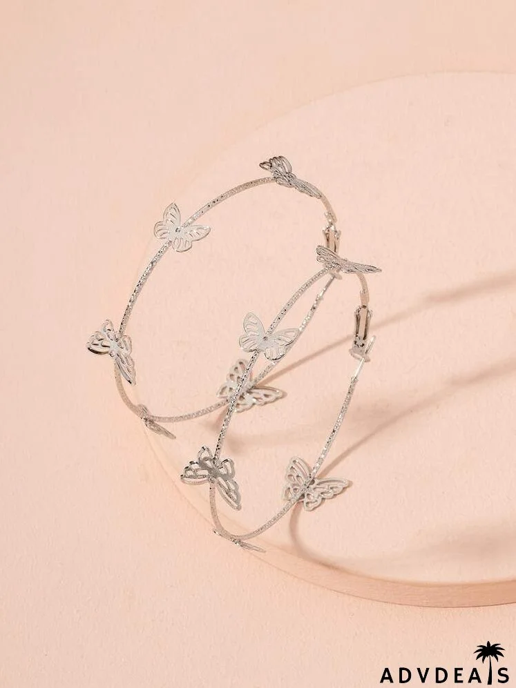 Butterfly Decor Hoop Earrings