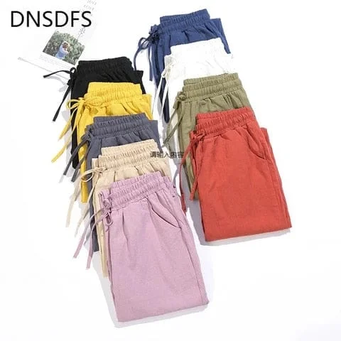 pornhint Pornhint New Pants Women's Autumn 2023 Cotton Casual Harem Pant Loose Cropped Women Trousers Thin Ankle Pockets Summer Pant Plus Size