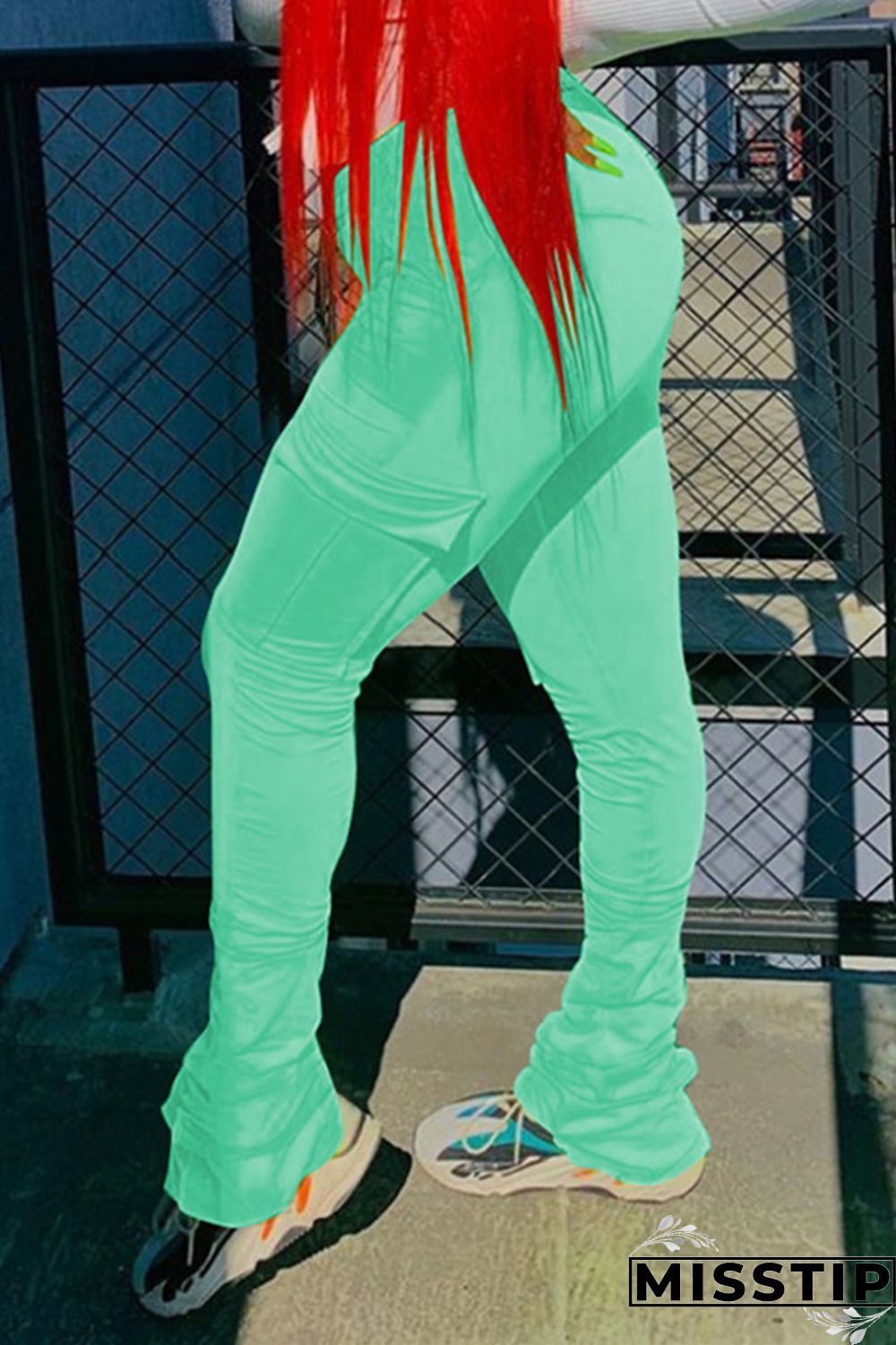 Orange Fashion Casual Pleated Sports Trousers