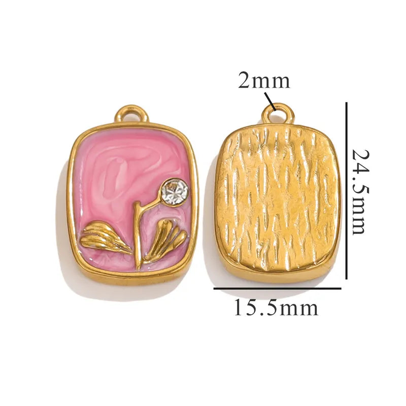 1 Piece 18 * 23mm 19mm 20.5mm 304 Stainless Steel Leaf Rose Flower Pendant Jewelry Accessories