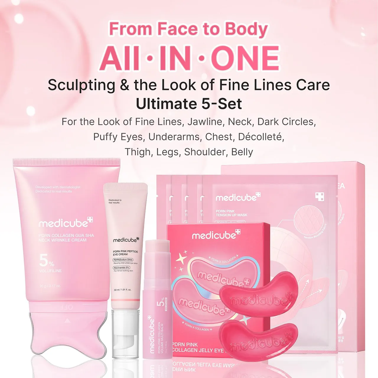 [NEW] [medicube] Youth-Lock Gua Sha Routine Set l Firming, Sculpting, De-Puffing Care for Face & Body l Volufiline, PDRN, Retinol, NAD, Collagen, l  Fine Lines, Jawline, Neck, Dark Circles, Underarms, Chest, Décolleté, Legs, Shoulder l Korean Skincare