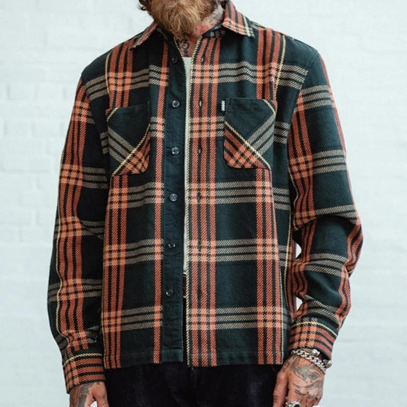 Casual Heavy Woven Cotton Dark Green Check Shirt