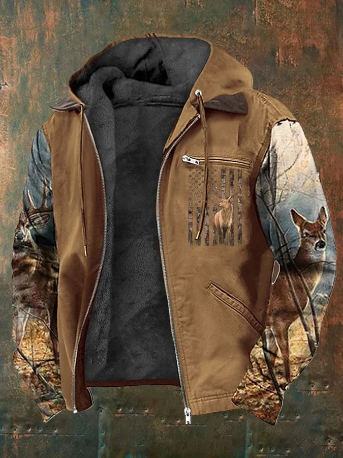Men's Vintage Camouflage Elk Fleece Jacket
