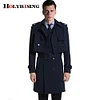 S-6XL 2Pcs/Set Men Trench coat with Vest Coats Casual Solid Double Breasted Slim Fit Over windbreak 18447-5