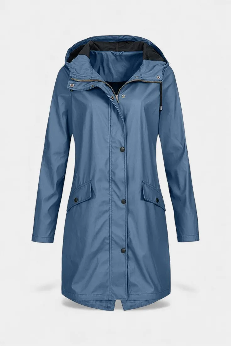 Long Waterproof Parka with Adjustable Hood