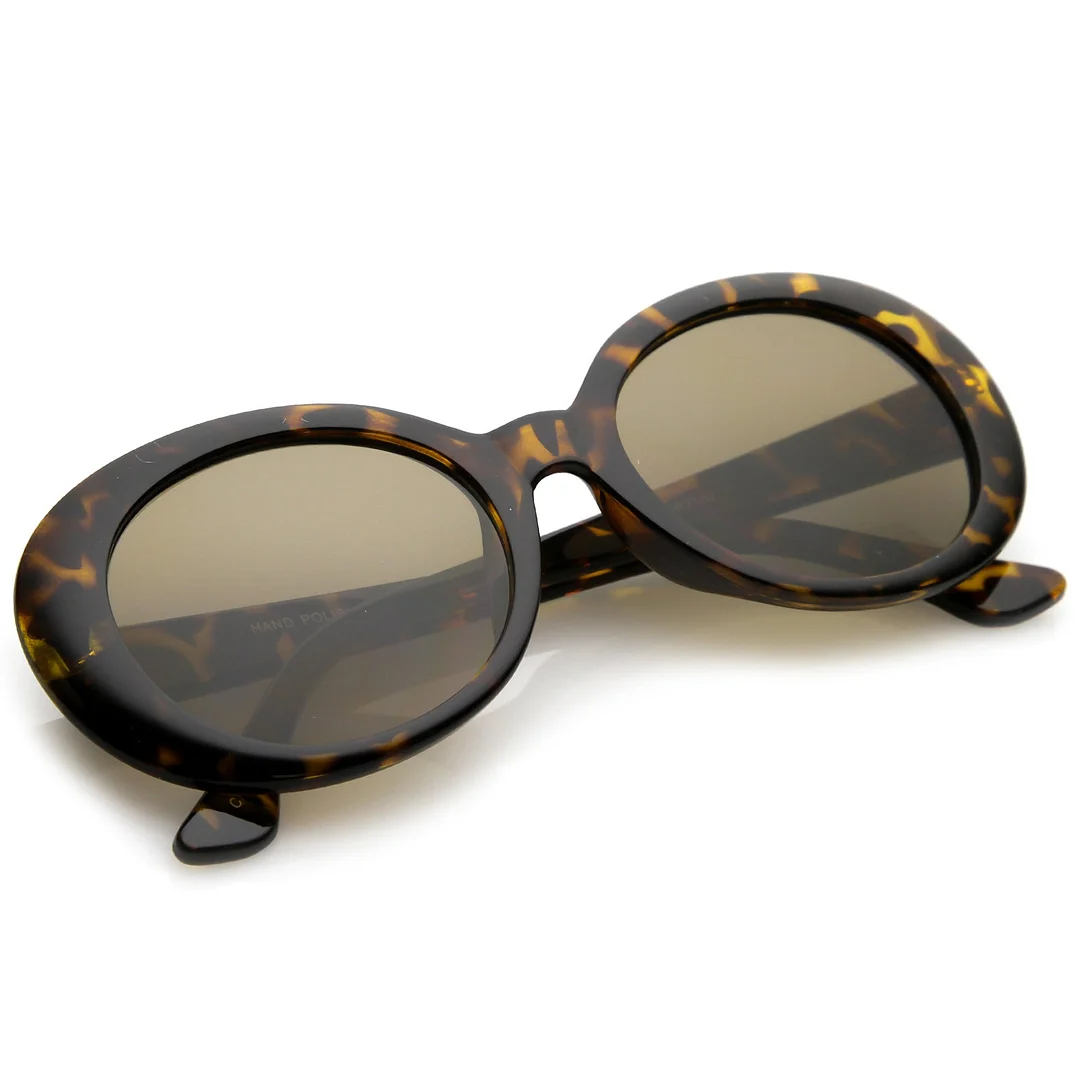 Retro Oval glasses Tapered Arms Neutral Colored Round Lens 53mm