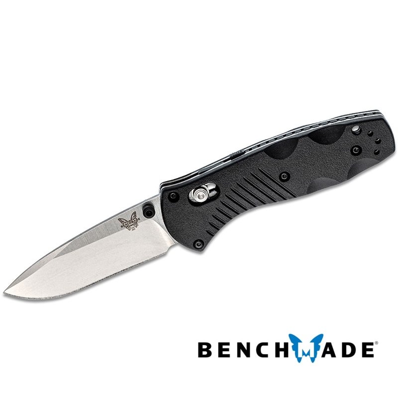 Benchmade 585 Mini-AXIS-Assisted Folding Knife 2.91  Satin Plain Blade, Black Valox Handles