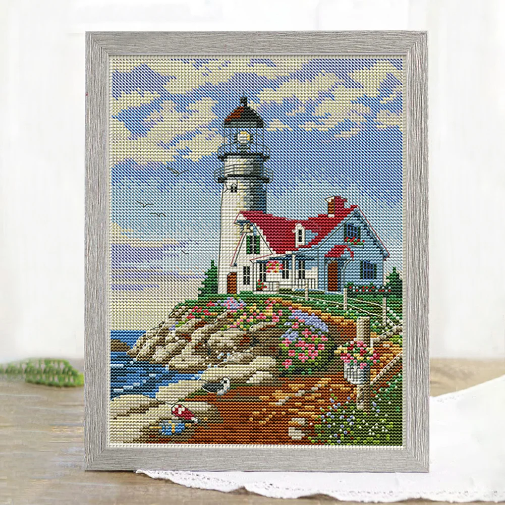 11CT Full Stamped&nbsp;Cross Stitch - Lighthouse(Canvas|30*40CM)