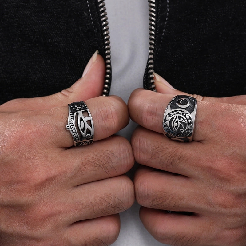 Vintage Style Classic Style Eye 316 Stainless Steel Men's Rings Men Signet Rings