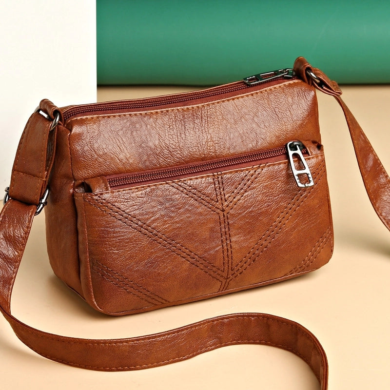 Middle-aged And Elderly Bag Mother Bag Women's New Middle-aged Soft Leather Shoulder Crossbody Bag Large Capacity Women's Bag Intelligence Bag