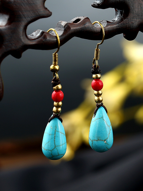 Retro Water Drop Shape Handmade Earring