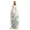 (US Local)4pcs DIY Diamond Painting Wine Bag Kit Rhinestones Liquor Bottle Cover (Flower)