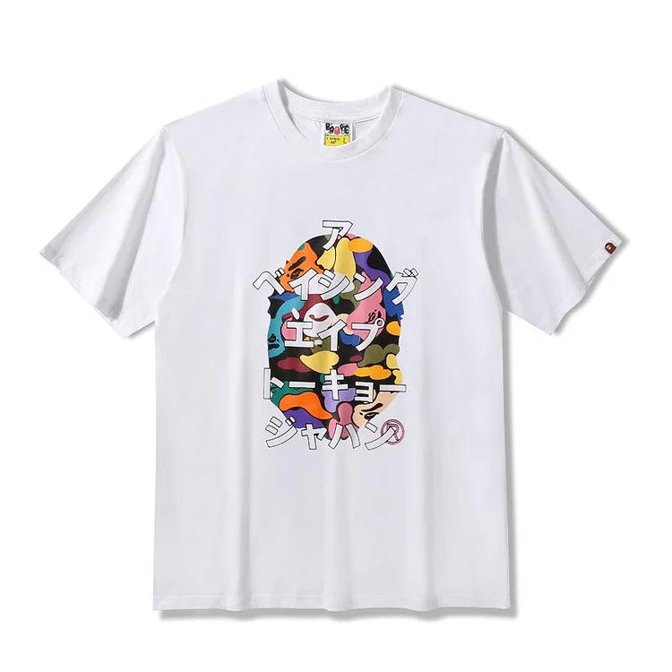 Shark Print T Shirt Summer Candy Camouflage Ape Head Printed Short Sleeve T-shirt