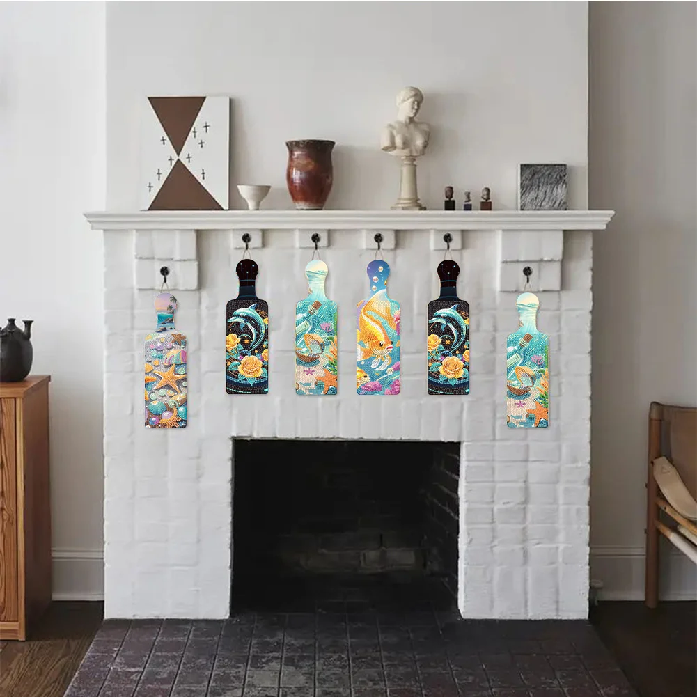 4Pcs DIT Landscape Wooden 5D Diamond Painting Serving Tray Art Craft for Home Decor