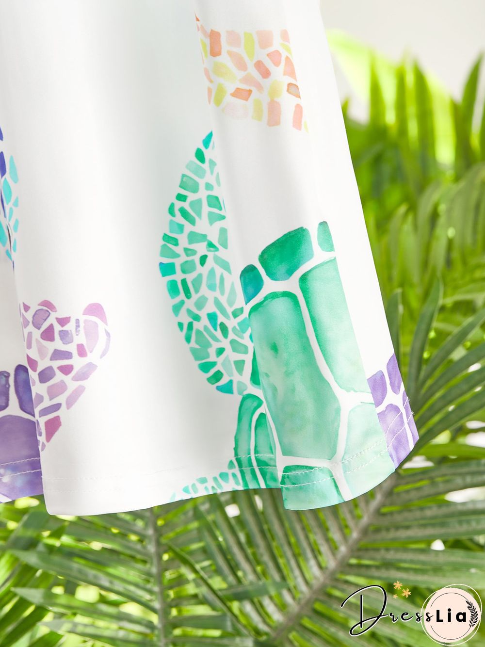 Animal Loosen V Neck Short Sleeve Knit Dress