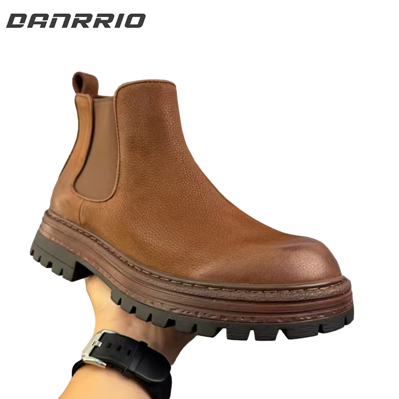 DANRRIO Handmade Retro English Style Frosted Leather Mid-top Casual Boots DANRRIO.COM DANRRIO