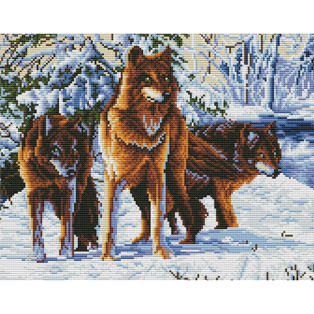 

Wolves - 11CT Stamped Cross Stitch - 45*35CM, 501 Original