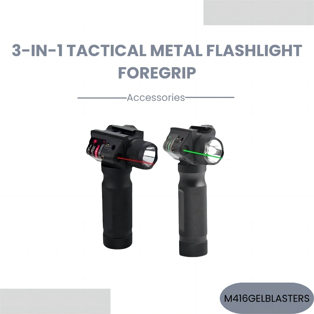 3-In-1 Tactical Flashlight Foregrip with Red/Green Dot Laser - Military ...